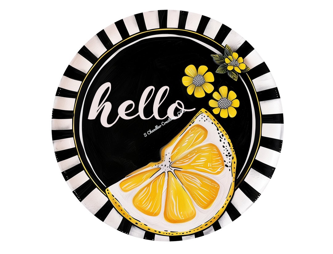 Hello Lemon Wreath Sign,lemon Wreath Sign ,welcome, Wreath Sign, Metal ...