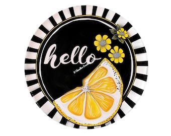 Hello Lemon Wreath Sign,Lemon Wreath Sign ,Welcome, Wreath Sign, Metal Wreath Sign, Round Wreath Sign, Signs for Wreaths
