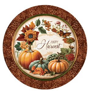 Happy Harvest Wreath Sign,Harvest Wreath Sign, Metal Wreath Sign, Round Wreath Sign, Signs for Wreaths, Fall Wreath Sign, Autumn Wreath Sign