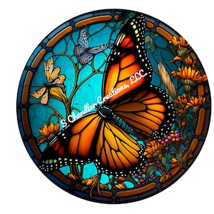 Faux Stained Glass Butterfly Wreath Sign, Metal Wreath Sign, Door Decor, Signs for Wreaths, Wreath Signs, S Chandler Creations