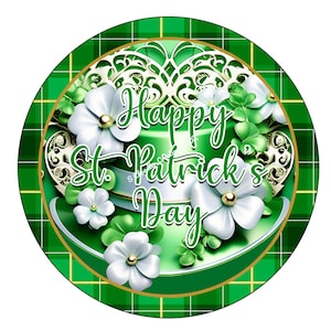 St Patricks Day Wreath Sign,Happy St Patricks Days, 4 leaf clover, Wreath Sign,Metal Wreath Sign,Round Wreath Sign,Signs for Wreaths