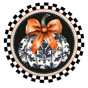 Black and White Pumpkin Wreath Sign, Pumpkin Wreath Sign, Black and White Wreath Sign, Metal Wreath sign, Sign for Wreaths, Fall Wreath Sign