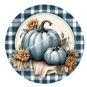 Pumpkin Wreath Sign,Autumn Wreath Sign, Metal Wreath Sign, Round Wreath Sign, Signs for Wreaths, Fall Wreath Sign, Wreath Signs,Blue Pumpkin