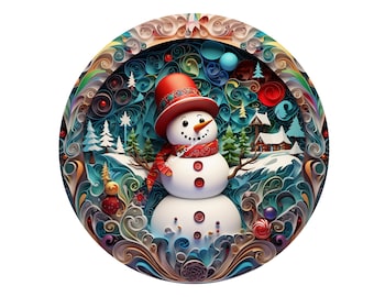 Snowman Wreath Sign,Christmas Wreath sign,Round Wreath Sign,Signs for Wreaths, Metal Wreath Sign, Wreath Signs, Sublimation Wreath Sign