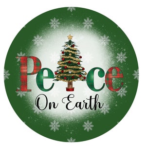 Peace on Earth Wreath Sign,Christmas Wreath Sign,Wreath Signs,Door Decor, Metal Wreath Sign, Round Wreath Sign, Signs for Wreaths