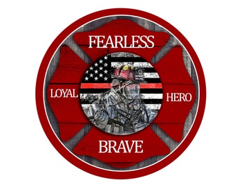Fireman Wreath Sign,Fire Fighter Wreath Sign,Metal Wreath Sign,Round Wreath Sign,Signs for Wreaths