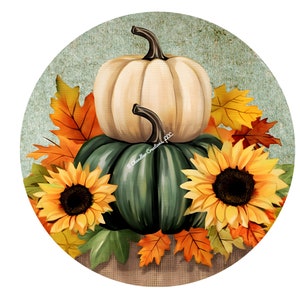 Stacked Pumpkins Wreath Sign,Autumn Wreath Sign,Fall Wreath Sign,Round Wreath Sign,Metal Wreath Sign,Signs for Wreaths, Sublimation Sign