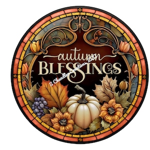 Autumn Blessings Wreath Sign,Pumpkin Wreath Sign,Fall Wreath Sign,Wreath Sign,Metal Wreath Sign,Round Wreath Sign,Signs for Wreaths