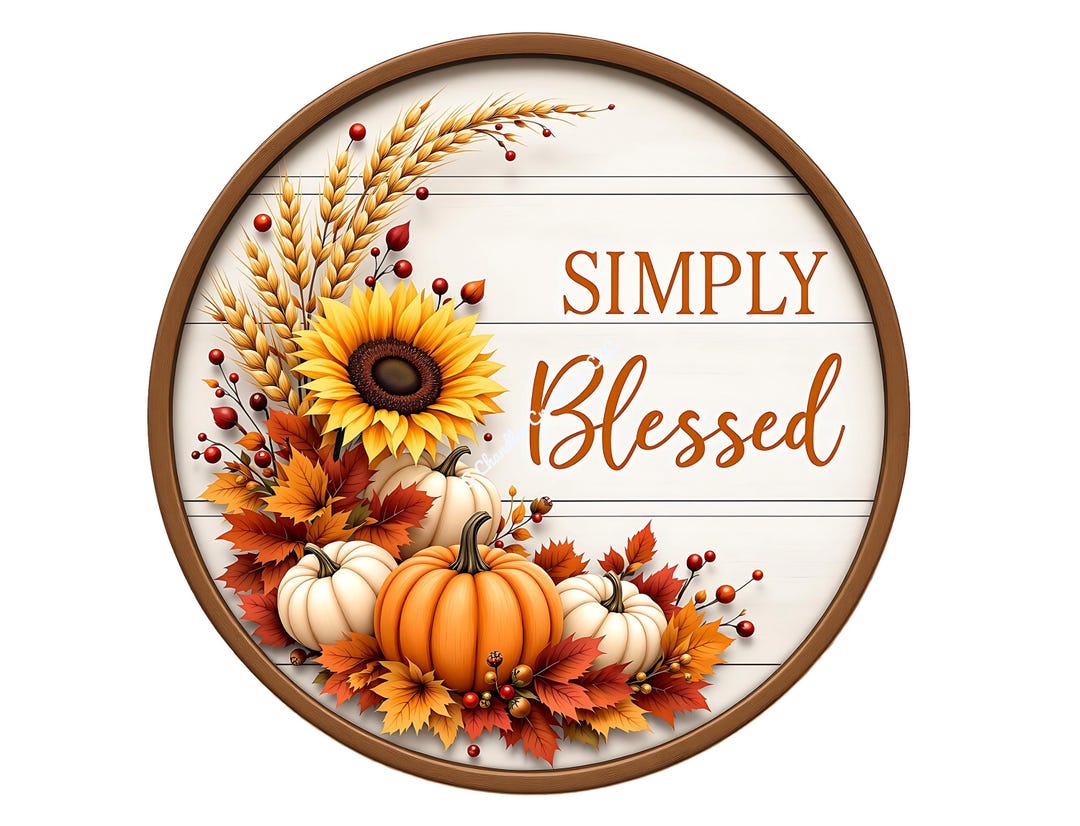Simply Blessed Pumpkin Wreath Sign - Fall Decor - Metal Round Sign - Etsy