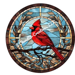 Faux Stained Glass Cardinal Wreath Sign, Red Cardinal Wreath Sign, Wreaths Signs, Signs for Wreaths, Metal Wreath Sign, Door Decor