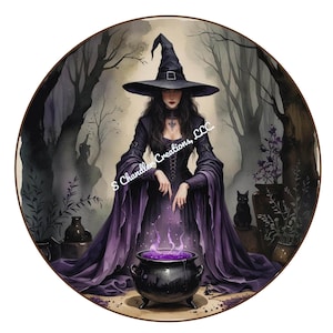 Witch Wreath Sign, Happy Halloween Wreath Sign, Wreath Signs, Metal Wreath Sign, Round Wreath Sign, Signs for Wreaths, Halloween Wreath Sign