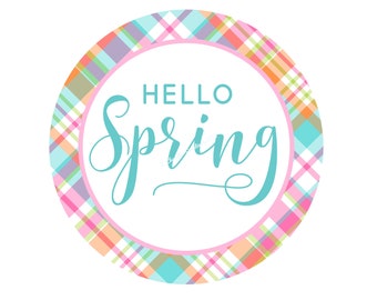 Hello Spring Wreath sign,Spring Welcome Wreath Sign,Metal Wreath Sign,Round Wreath Sign,Signs for Wreaths,UV Coated Metal Sign