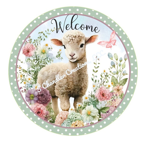 Welcome Lamb Wreath Sign,Easter Wreath Sign, Signs for Wreaths, Wreath Signs, Wreath Sign, Metal Wreath Sign, Spring Wreath Sign, Lamb