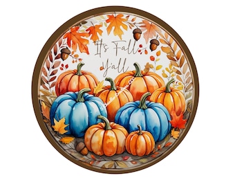 Its Fall Yall Wreath Sign: Metal Pumpkin Autumn Decor