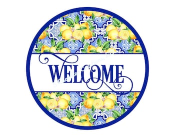 Welcome Lemon Wreath Sign,Lemon Wreath Sign,Welcome Wreath Sign,Metal Wreath Sign,Round Wreath Sign,Signs for Wreaths,Wreath Signs