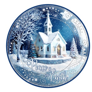 White Church Wreath Sign,Merry Christmas Church Wreath Sign,Christmas Wreath Sign,Round Wreath Sign,Signs for Wreaths, Metal Wreath Sign