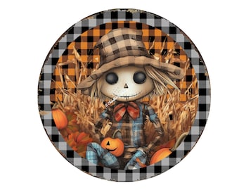 Scarecrow Wreath Sign,Fall Wreath Sign, Autumn Wreath Sign, Metal Wreath Sign, Round Wreath Sign, Door Decor, Signs for Wreaths