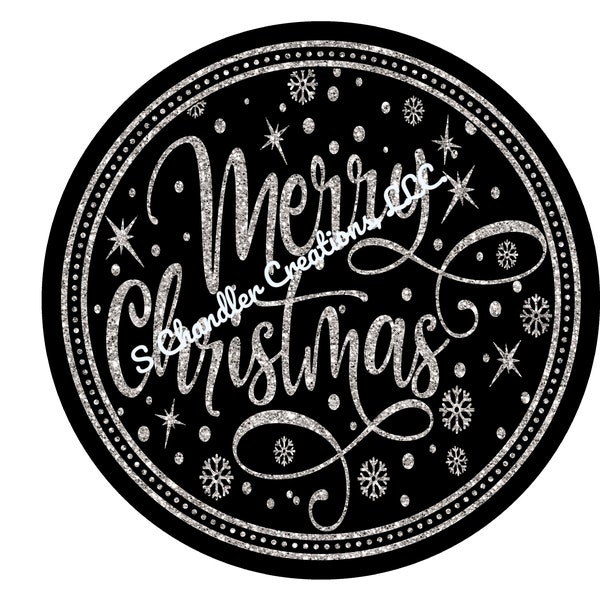 Merry Christmas Wreath Sign, Black and Silver Wreath sign,Christmas Wreath Sign, Signs for Wreaths, Wreath Signs, Metal Wreath Sign