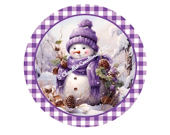 Snowman Wreath Sign, Christmas Wreath Sign, Metal Wreath Sign, Round Wreath Sign, Sign for Wreaths, Wreath Signs