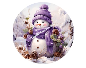 Snowman Wreath Sign, Christmas Wreath Sign, Metal Wreath Sign, Round Wreath Sign, Sign for Wreaths, Wreath Signs