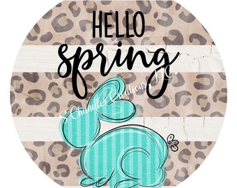 Hello Spring Wreath Sign,Spring Wreath Sign,Easter Wreath Sign, Metal Wreath Sign, Round Wreath Sign, Signs for Wreaths, Door Decor