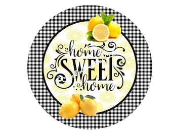Home Sweet Home Wreath Sign,Lemon Welcome Wreath Sign,Metal Wreath Sign,Round Wreath Sign,Signs for Wreaths,UV Coated Metal Sign