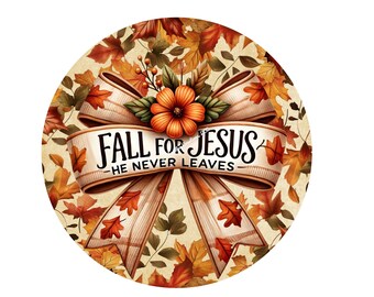 Fall For Jesus Wreath Sign: Metal Maple Leaf Decor