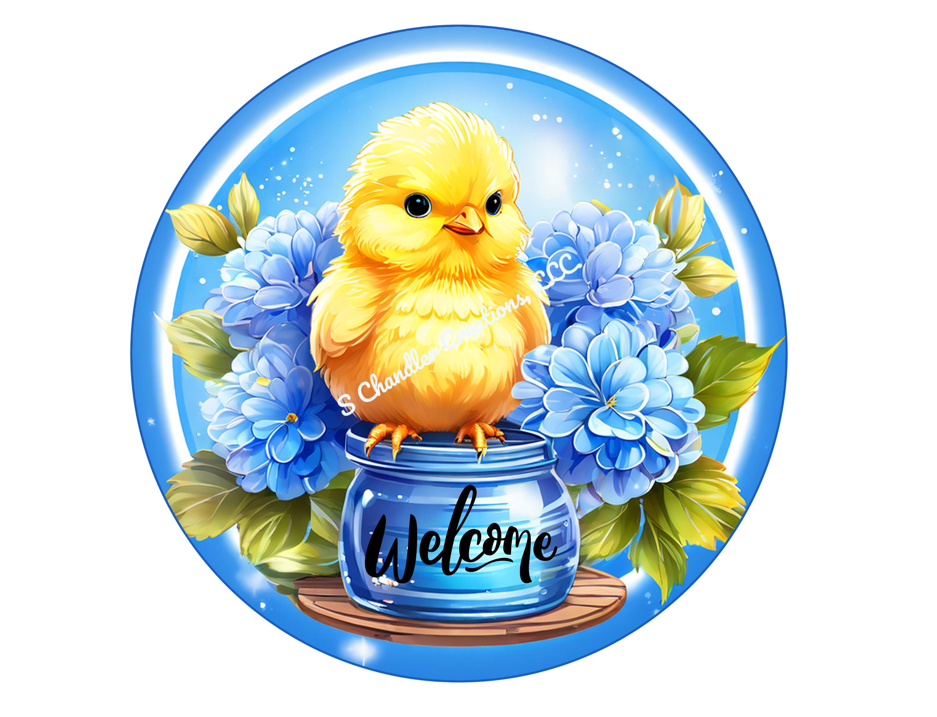 Welcome Chick Wreath Sign: Easter Hydrangeas, Spring Decor - Etsy
