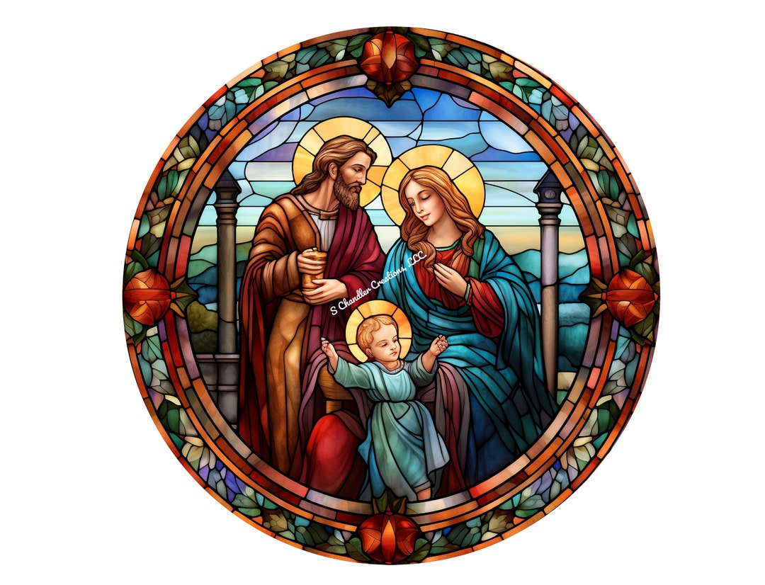 Nativity Wreath Sign,stain Glass Nativity,manger Wreath Sign,christmas ...