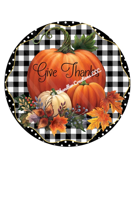 Give Thanks Wreath SignPumpkin Wreath SignFall Wreath | Etsy