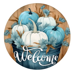 Welcome Pumpkin Wreath Sign,Autumn Wreath Sign,Fall Wreath Sign,Round Wreath Sign,Metal Wreath Sign,Signs for Wreaths, Sublimation,