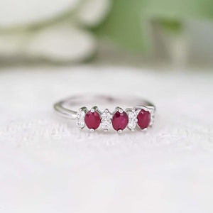 Natural Ruby Ring, Handmade Sterling Silver Ring, Stackable Ring, July Birthstone, Anniversary Gift for Her