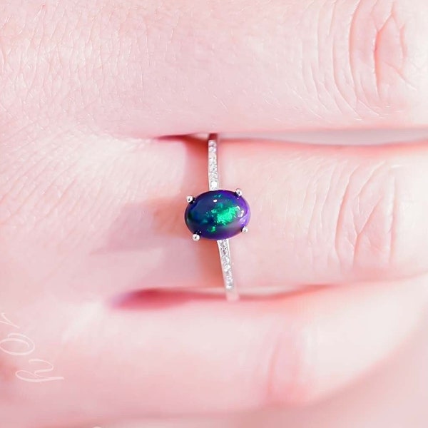 Black Opal Ring - Etsy