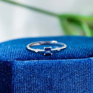 Blue Sapphire Ring, Genuine Sapphire, September Birthstone Ring, Natural Sapphire Jewelry For Her, Anniversary Gift