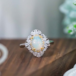 Handmade Rainbow Opal Sterling Silver Ring: October Birthstone