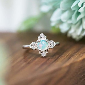 Natural Fire Opal Ring, Opal Silver Ring, October Birthstone, Opal Promise Ring, Genuine Opal Ring, Personalized Gifts For Her