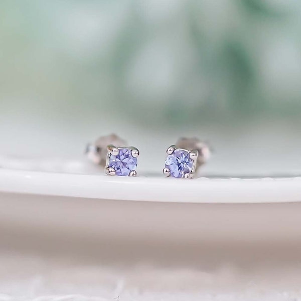 Natural Tanzanite Earrings • Raw Tanzanite • Stud Earrings • Minimalist Earrings • Push Back Studs • Dainty Earrings Gift