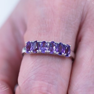 Natural Amethyst Ring: Sterling Silver Stacking Jewelry, February Birthstone