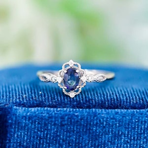 Blue Sapphire Ring, Genuine Sapphire Stone, Sapphire Engagement Ring, September Birthstone Ring, Dainty Ring Gift