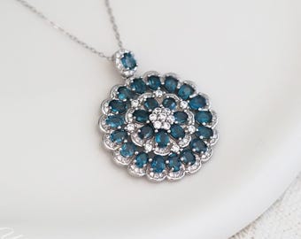 Boutons De Manchette En Argent 925 Avec Topaze Bleue Naturelle - Fait Main En Inde - Cadeau Pour Lui