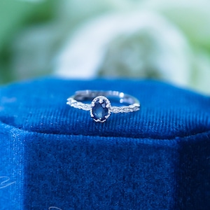 Delicate Blue Sapphire Ring Real Sapphire Gemstone September Birthstone Sapphire Diamond Ring Dainty Ring Jewelry Gifts Ring For Women