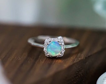 Real Opal Ring, Opal Ring Silver, Opal Promise Ring, October Birthstone, Dainty Opal Jewelry Gift