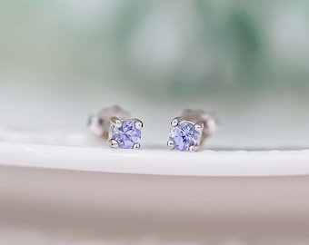 Natural Tanzanite Earrings • Raw Tanzanite • Stud Earrings • Minimalist Earrings • Push Back Studs • Dainty Earrings Gift