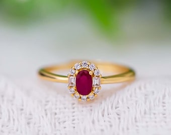Natural Ruby Ring: Handmade Gold Band, July Birthstone, Personalized Ring