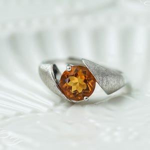 2 Carat Natural Citrine Ring Sterling Silver, Genuine Brown Citrine Ring Vintage, November Birthstone, Unique Ring, Citrine Ring for Women