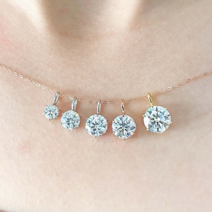 Colorless Moissanite Pendant | Sterling Silver Chain Pendant | Simple Necklace | Engagement Wedding Jewelry | Birthday Gift | D Color VVSI
