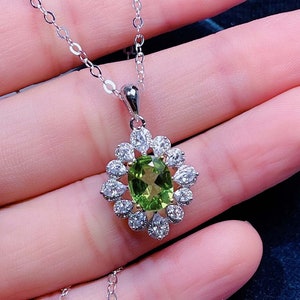 Natural Peridot Necklace, Silver Pendant Necklace, August Birthstone Necklace, Dainty Necklace For Women, Personalized Birthstone Necklace