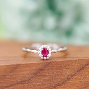 Dainty Genuine Ruby Ring, Sterling Silver Stacking Rings, July Birthstone