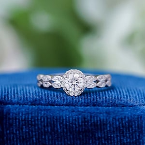 0.5ct Round Moissanite Diamond Ring, Engagement Art Deco Ring, Dainty Sterling Silver Ring for Her, Delicate Moissanite Ring, Gift