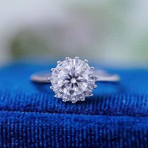1ct/2ct Moissanite Ring | Brilliant Round Cut Moissanite | 925 Sterling Silver Band | Dainty Anniversary Ring | Personalized Gift for Her